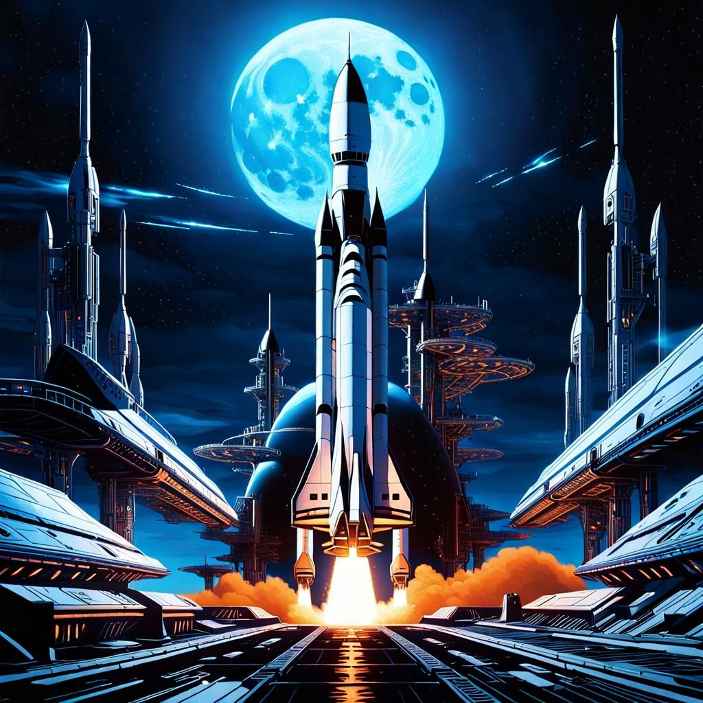 Futuristic Lunar Launchpad in Sci-Fi Style