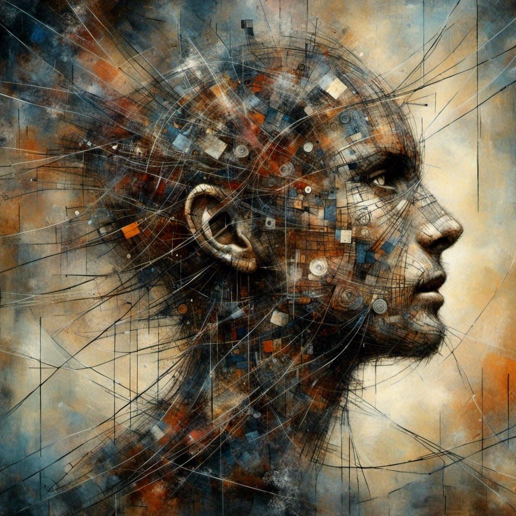 Abstract Geometric Tiger Portrait