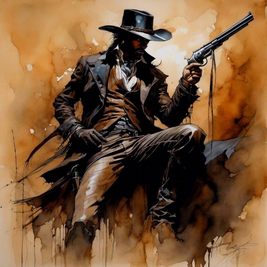 Dark Fantasy Gunslinger in Wild West Style