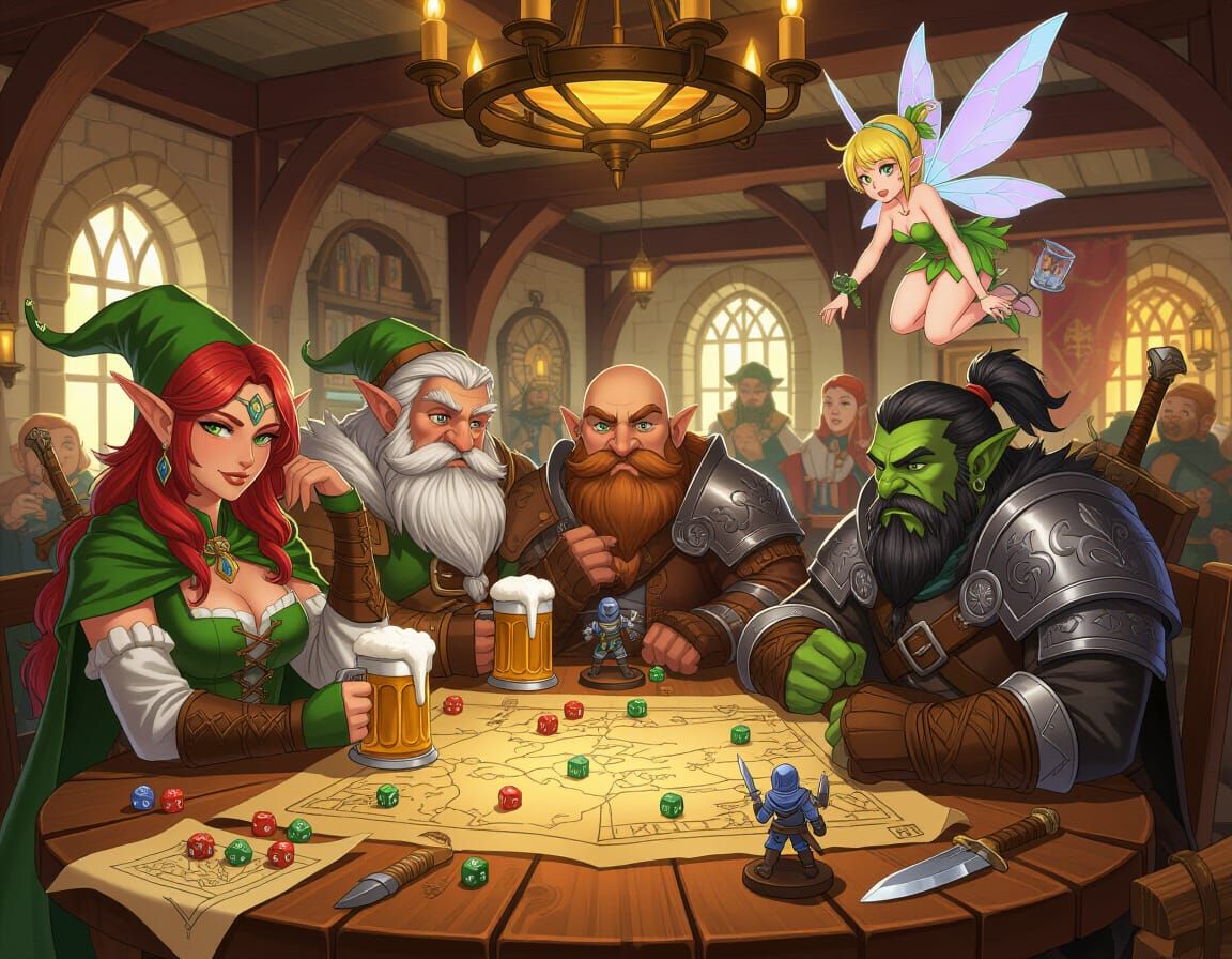 Fantasy Adventurers in Lively Anime-Manga Style