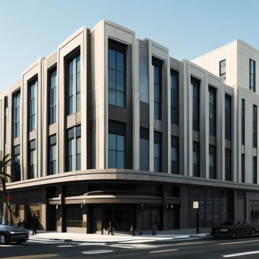 A sleek building exterior featuring Art Deco.