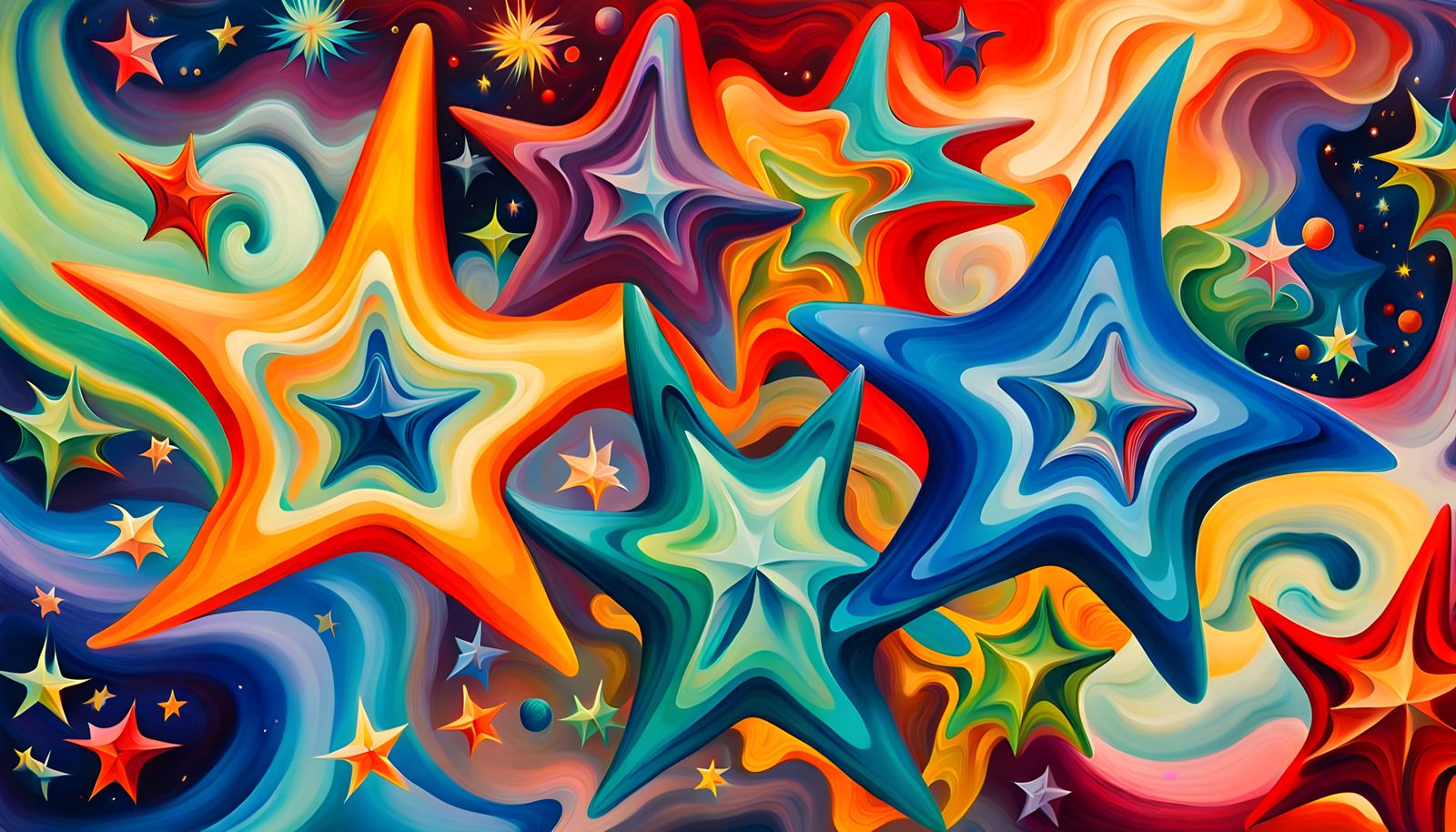 Iridescent Star Cluster Formation as Impasto Oil Painting