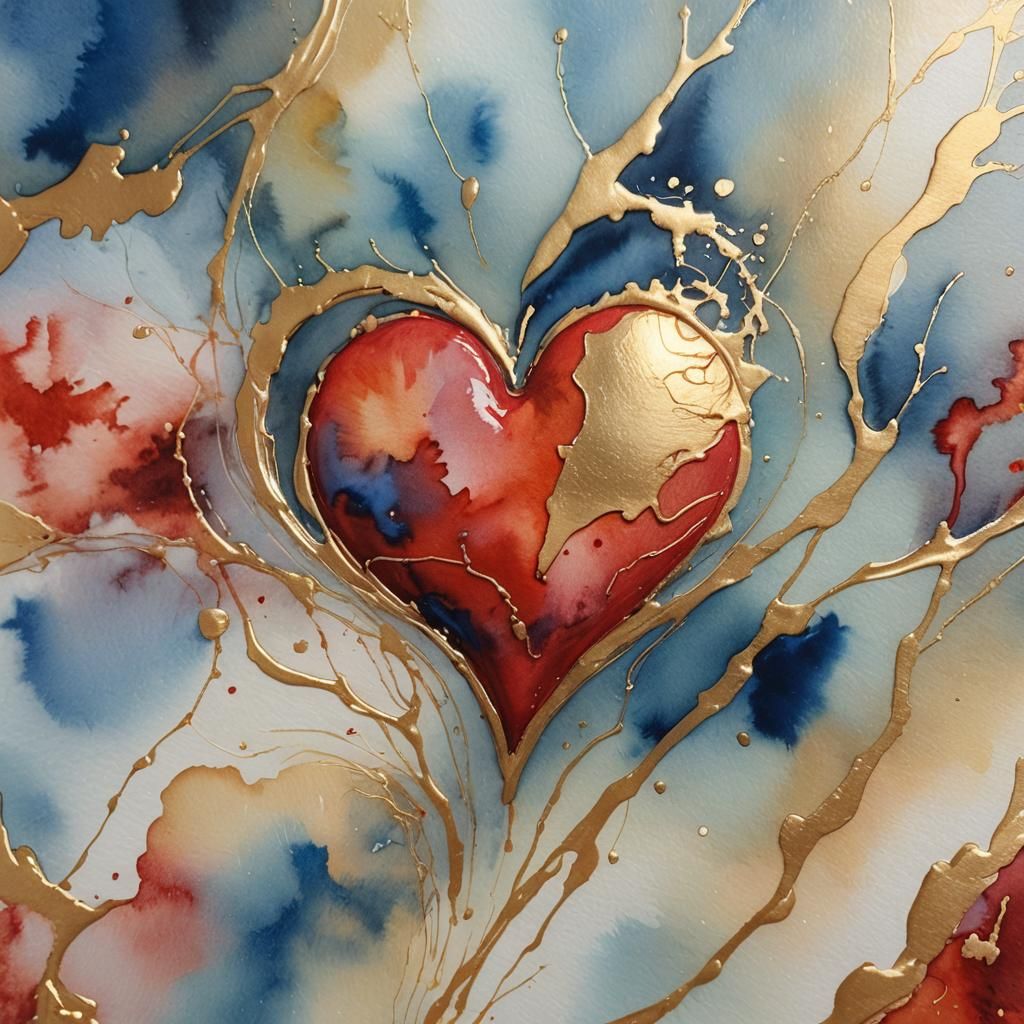 Heart Bleeding Gold: Watercolour Close-Up