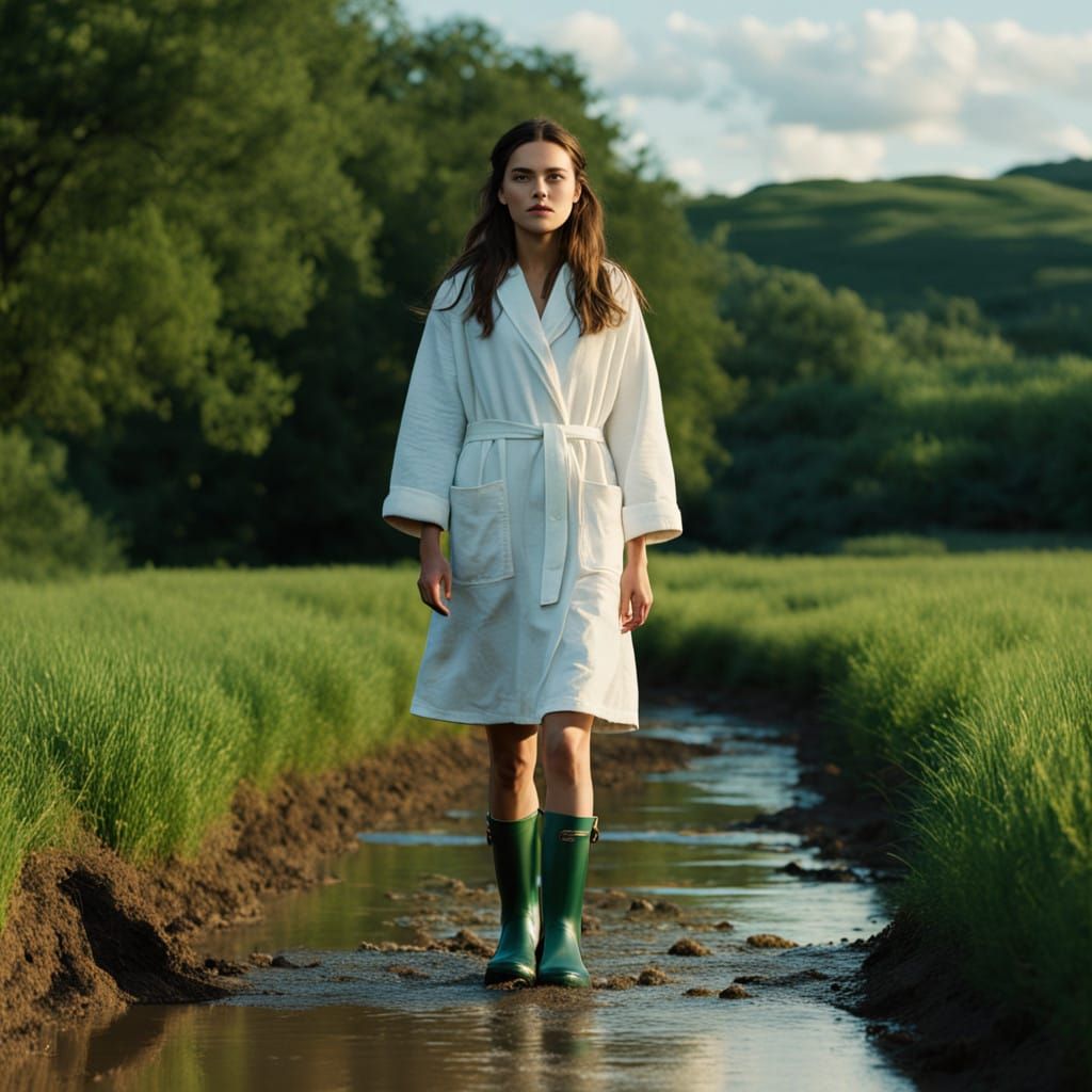 Singer's Serene Countryside Stroll in Vibrant Green Wellies