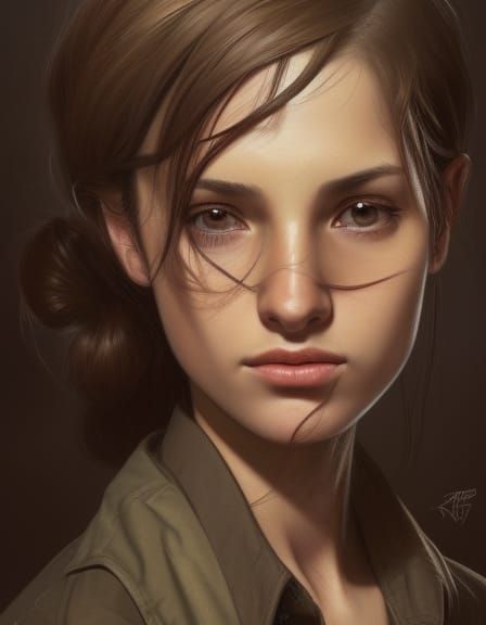 Detailed Portrait of Gabi Braun in Art Nouveau Style