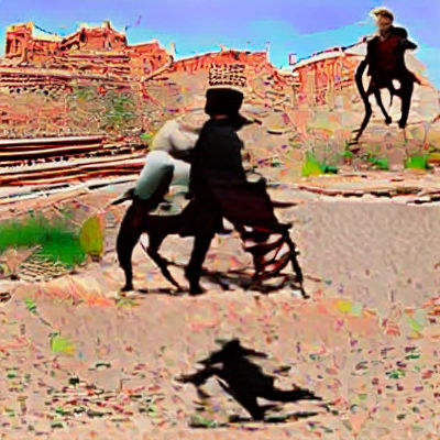 Horse Riding Man in Old West Landscape