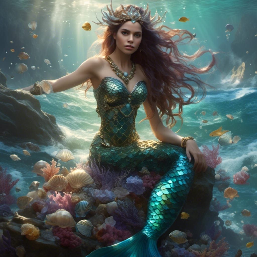 Mermaid Queen Portrait in Fantasy Style