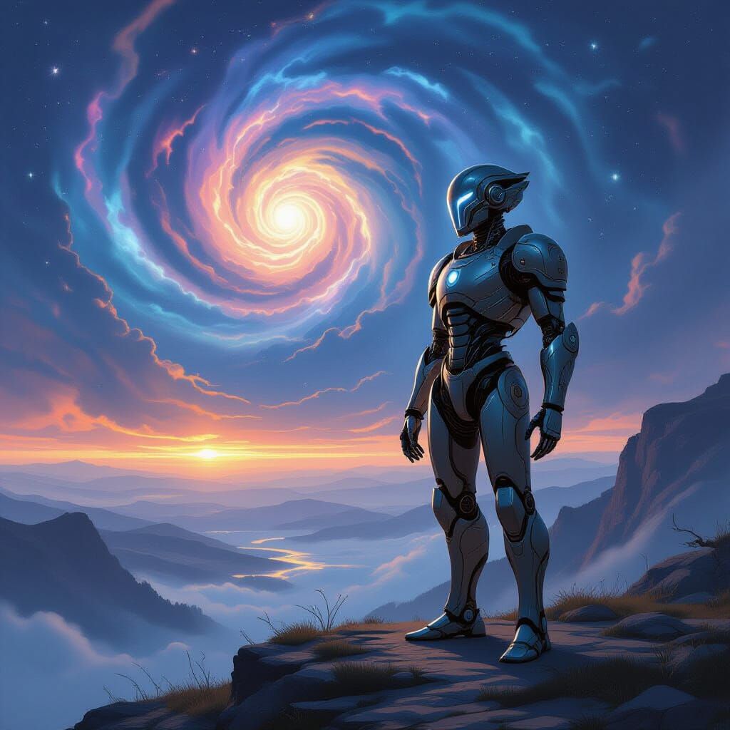 Stoic Guardian Automaton with Celestial Engravings