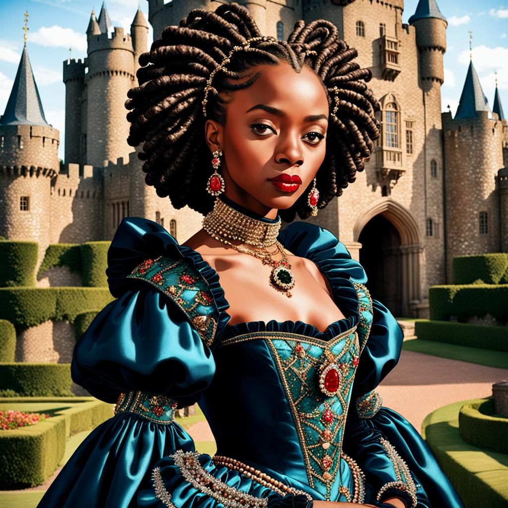 Renaissance Portrait of Black Woman in Elizabethan Gown