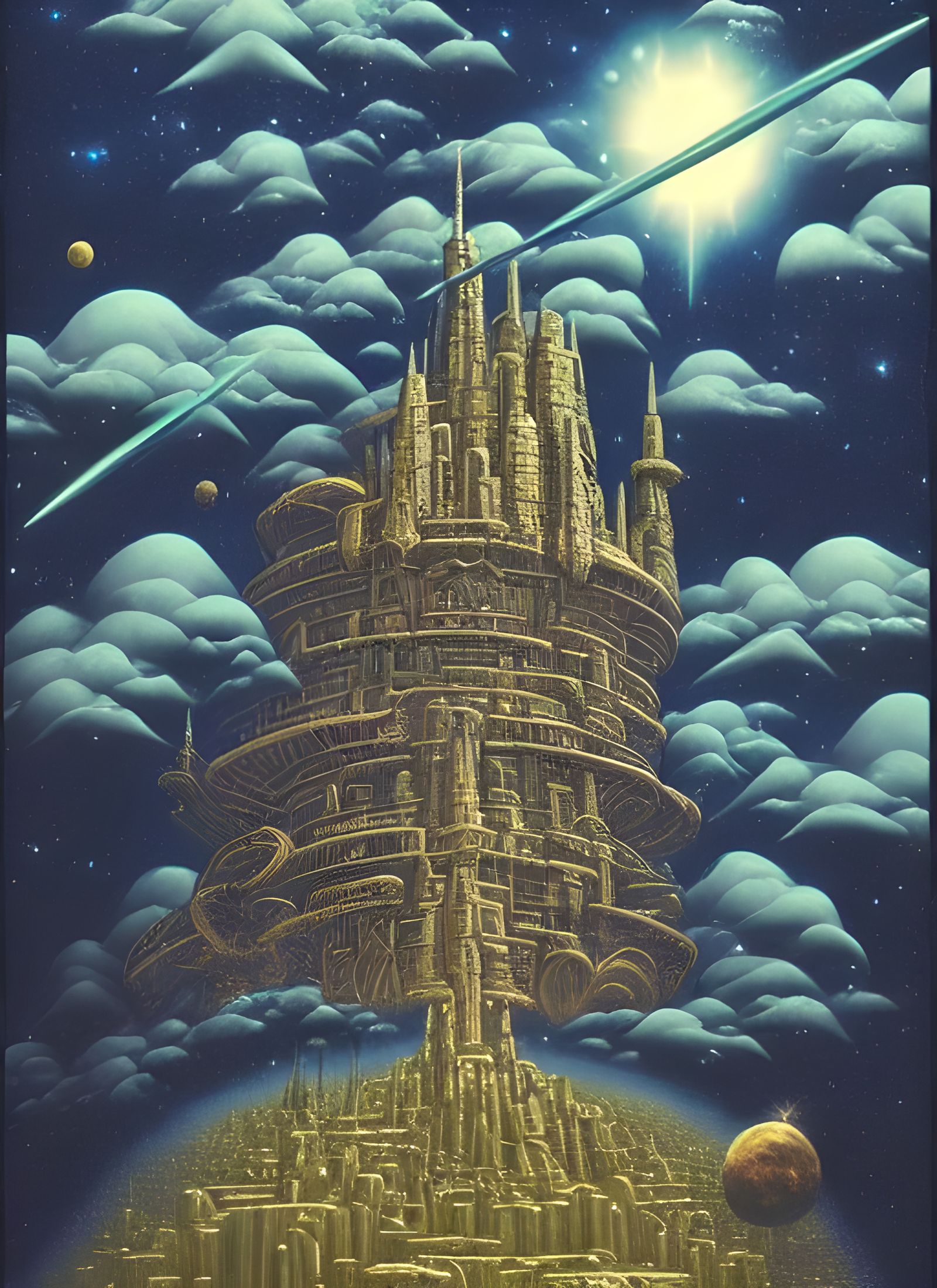 Cosmic Fantasy Dungeon Fortress in Surreal Style