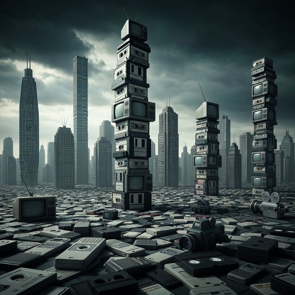 Metropolis Made of 80s Tech Relics