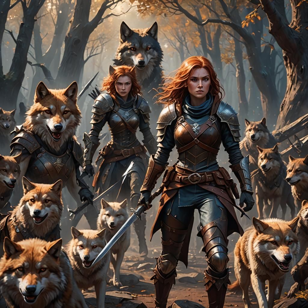 Female Rogue with Wolves: Fantastical Concept Art