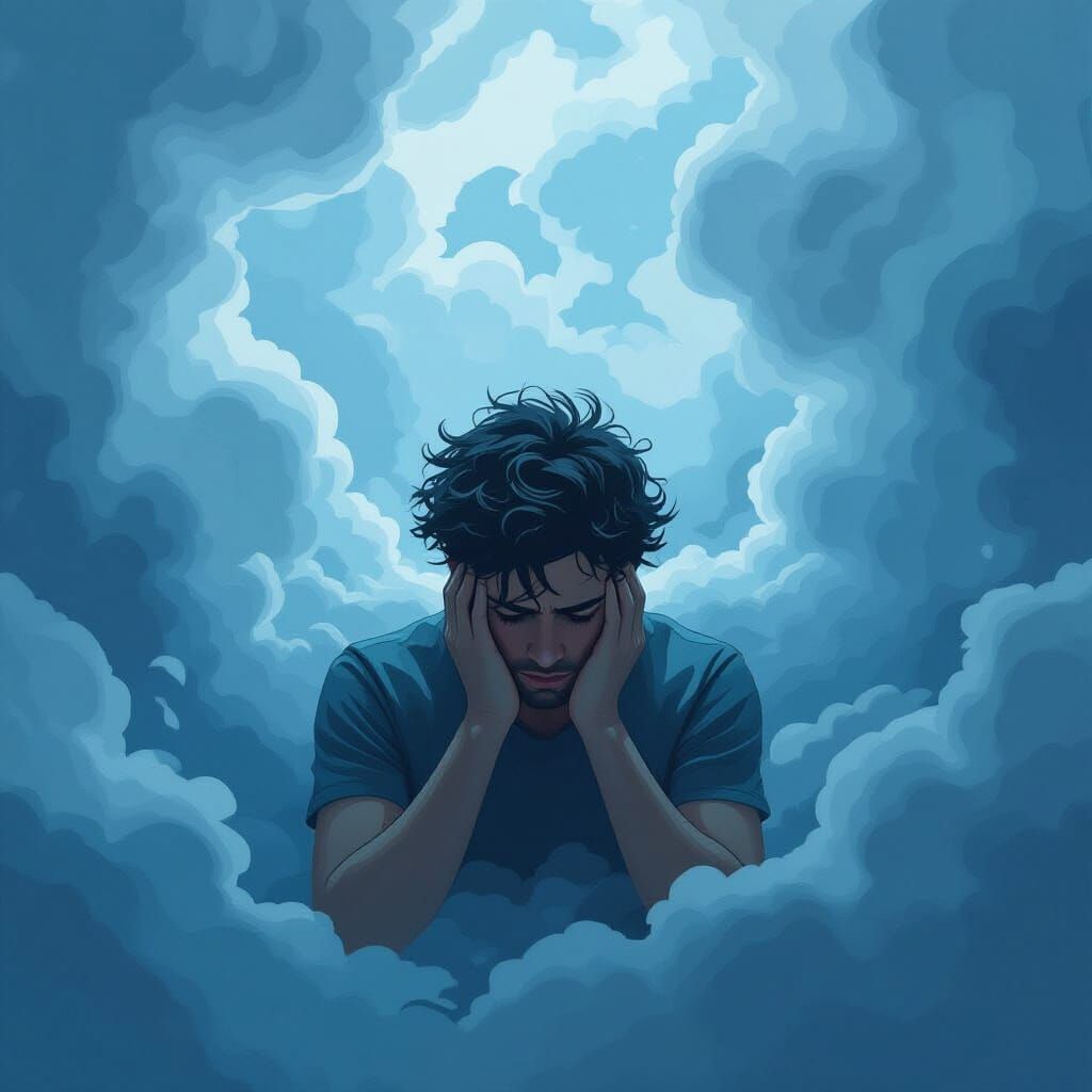 Anxiety Personified in Swirling Clouds