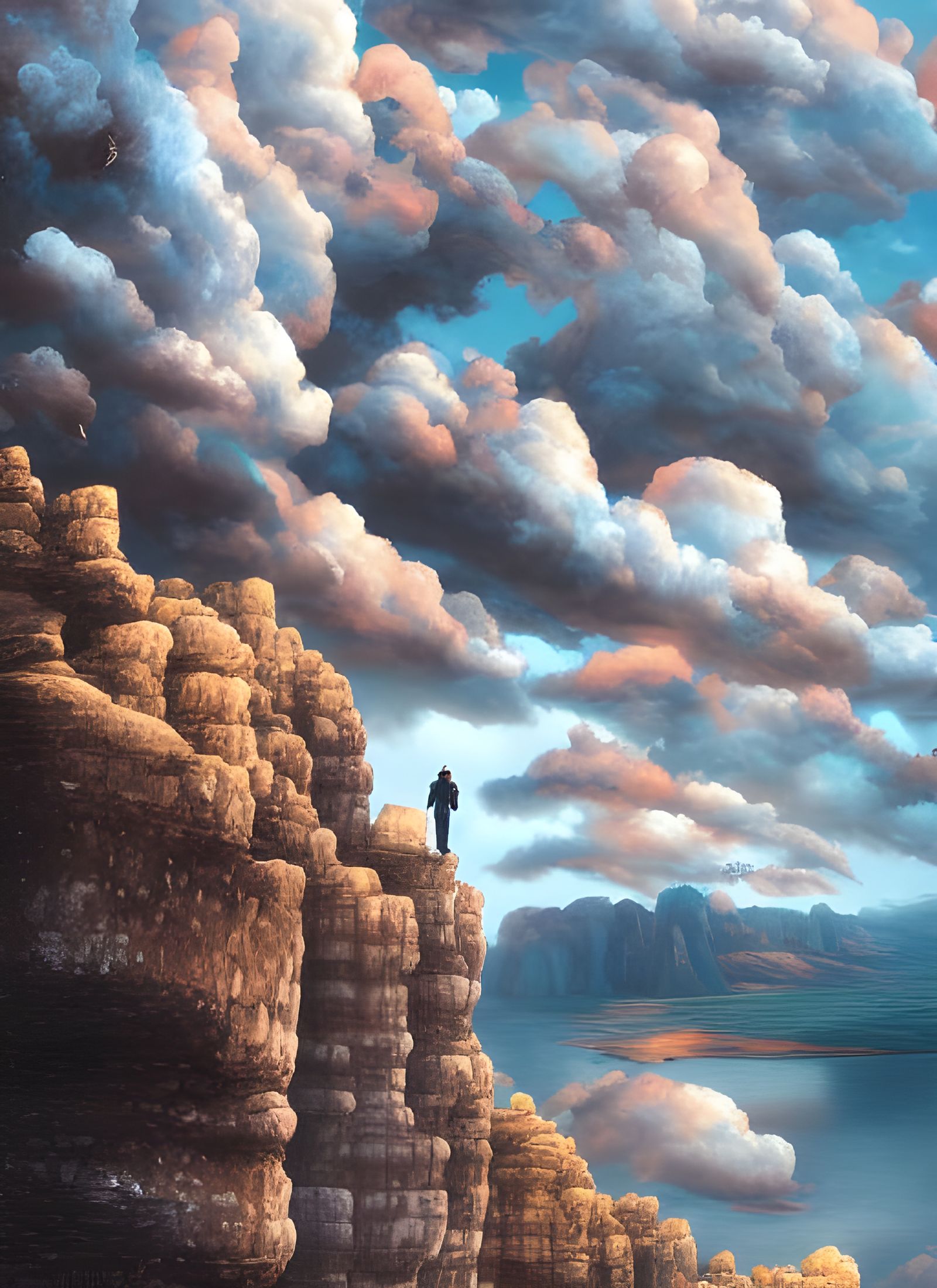 Surreal Landscape Beyond Clouds: Digital Illustration