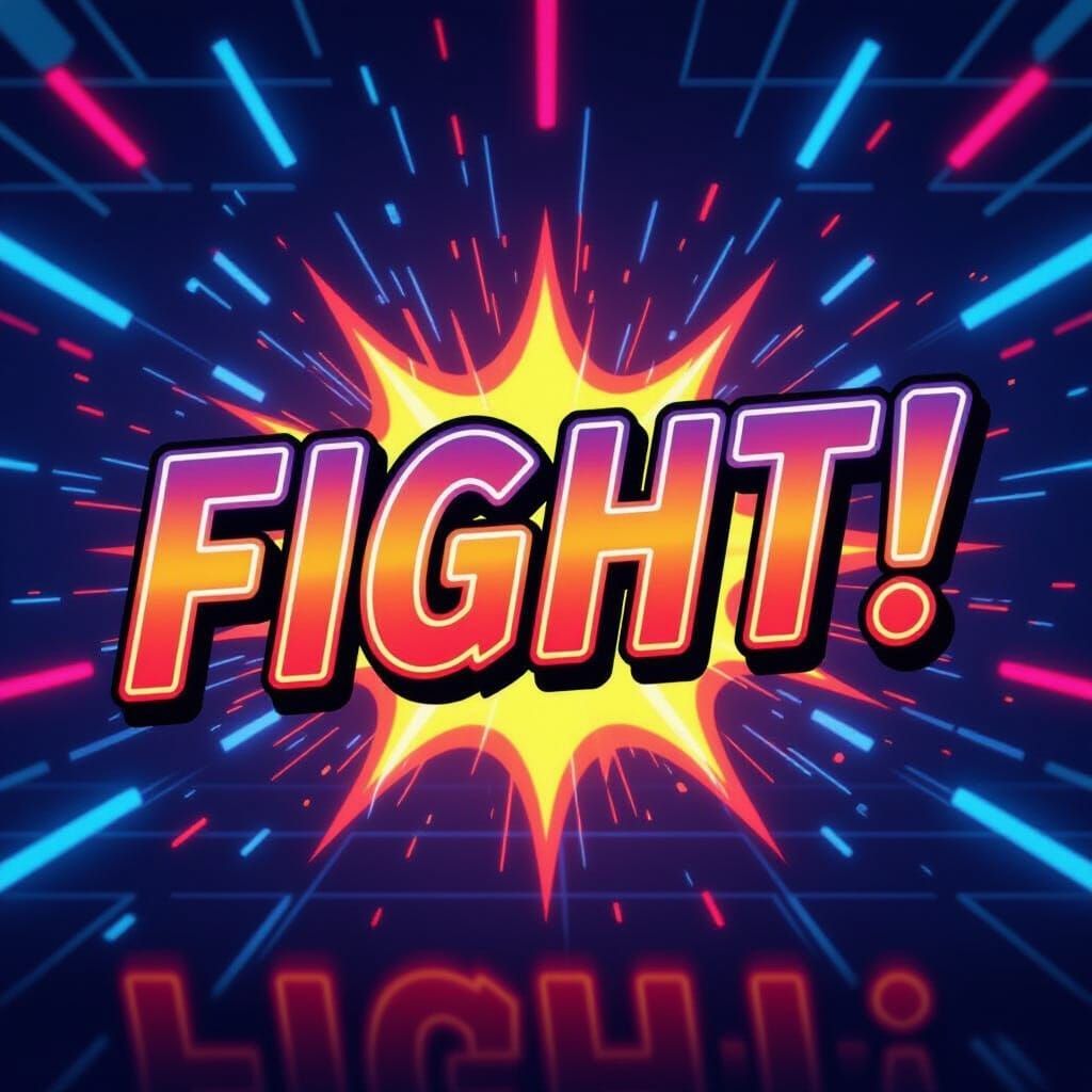 Neon 'FIGHT!' Graffiti in Comic Book Style