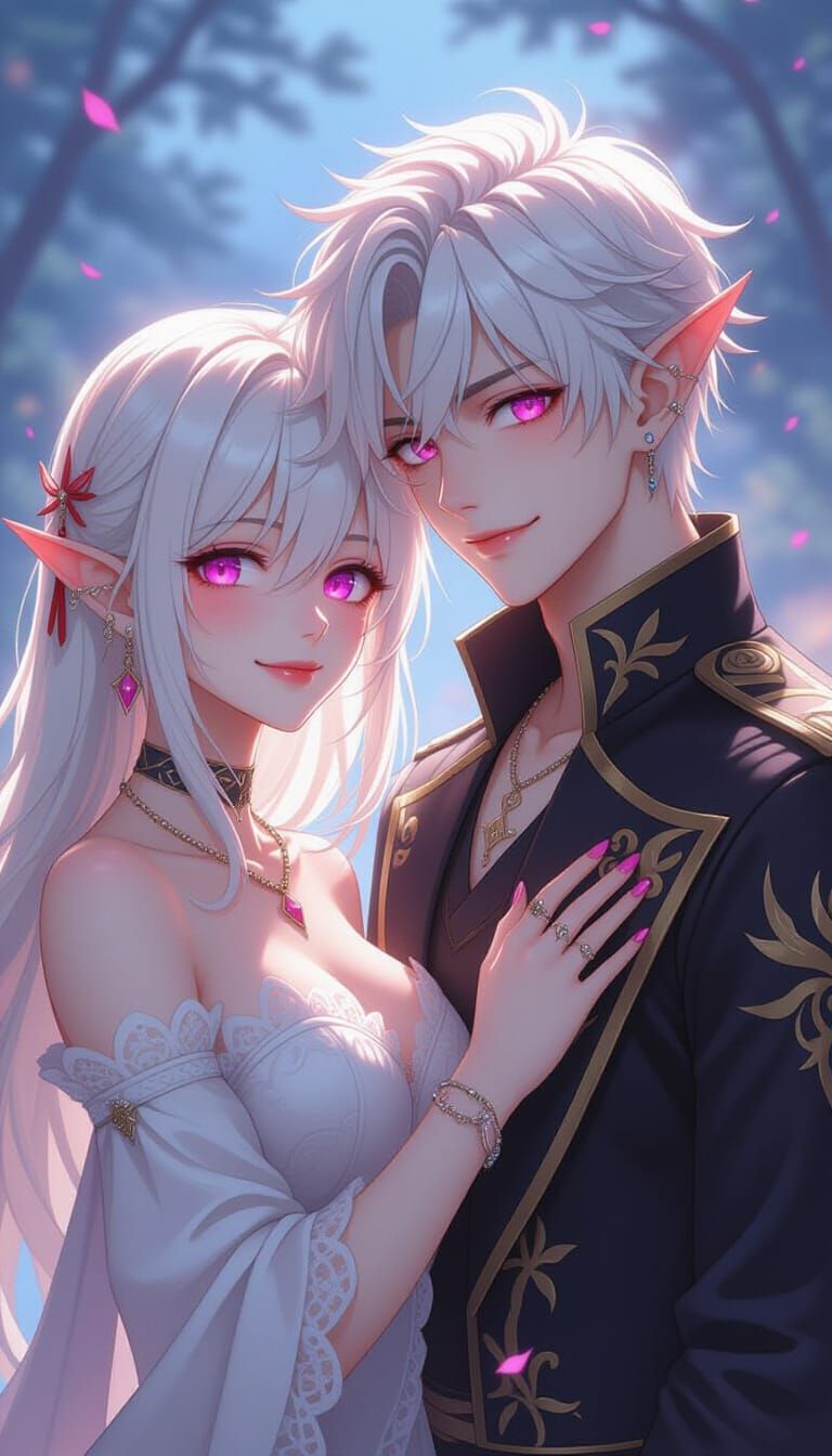 Anime-Inspired Portrait of a Demon Couple in 3D Style