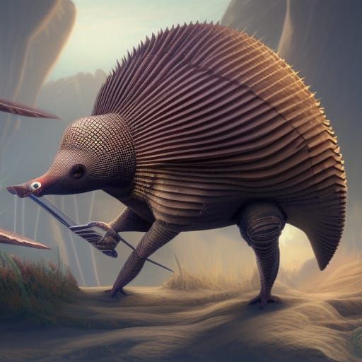 Robin Armadillo Hybrid in Detailed Matte Painting