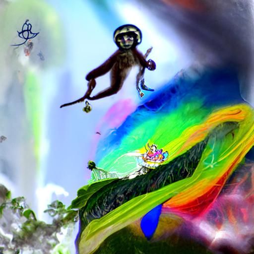 Monkey Goddess Hang Gliding, Astral Illustration