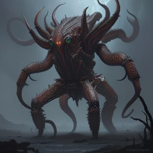 Epic Kraken Spider Armor Digital Matte Painting