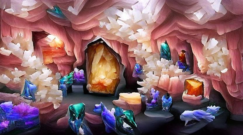 Crystal Cave Inside Brilliant Gemstone: Realistic Render