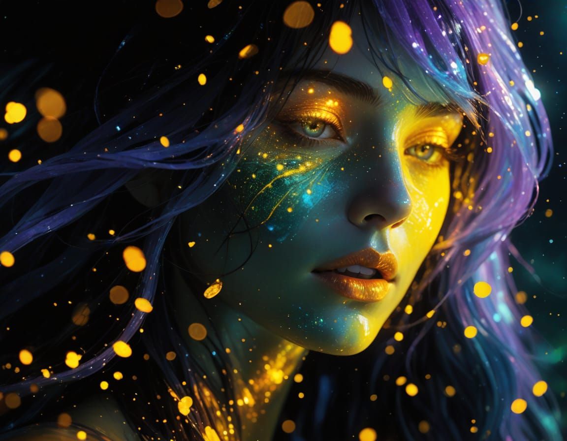 Ethereal Water Elemental Goddess Amidst Alien Valley and Moo...