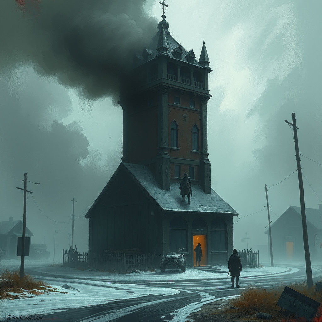 Sinister Empty Town in Dark Fantasy Style