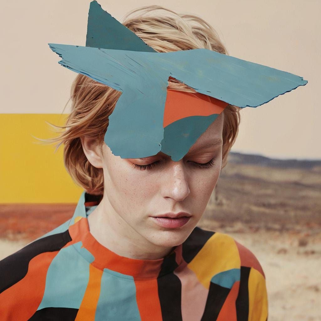 Figure in a Landscape Transforms into Abstract Background