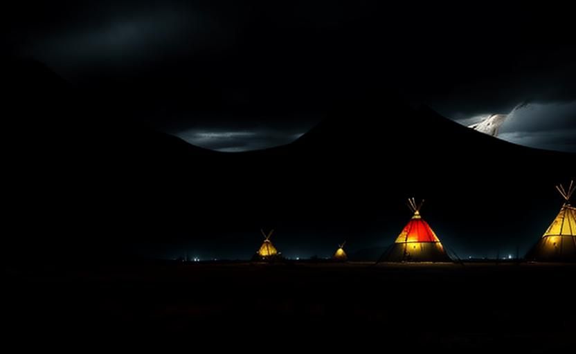 Abandoned Tipi Village in Desolate Landscape