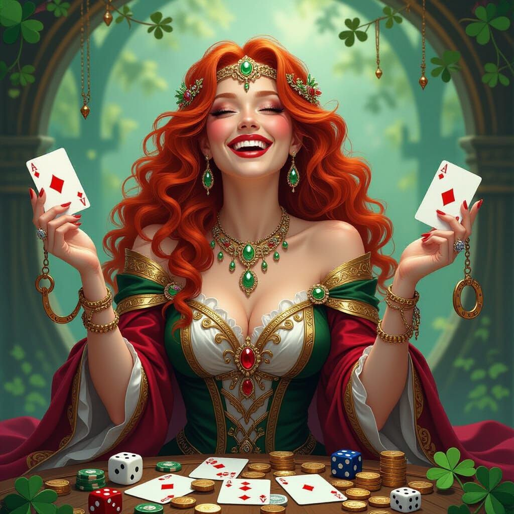 Tymora, Lady Luck, in a Fantasy Art Style