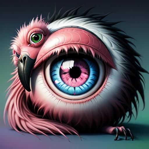 Surreal Hybrid Creature with One Eyeball in 3D