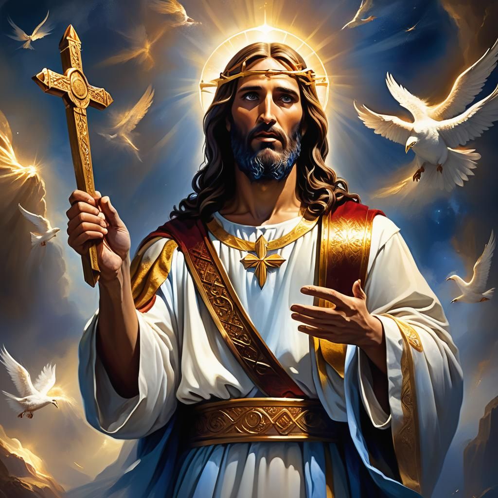 Jesus Christ Holds the Seven Seals Scroll