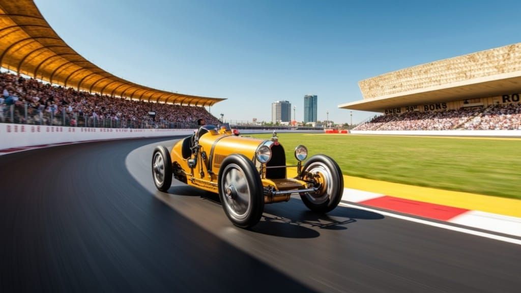 Bugatti Type 35 Speeds Through Autódromo Hermanos Rodríguez....