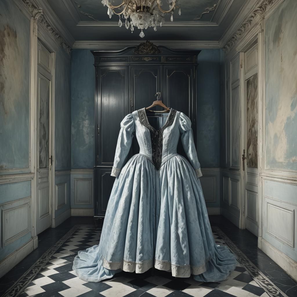 Antique Wardrobe with Swan Dress, Digital Matte Painting