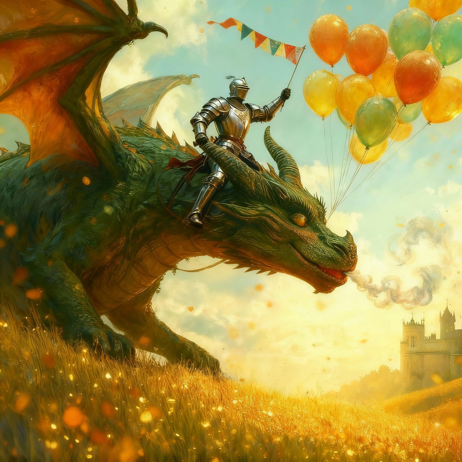 Dragon Knight Celebrates Birthday with Balloons