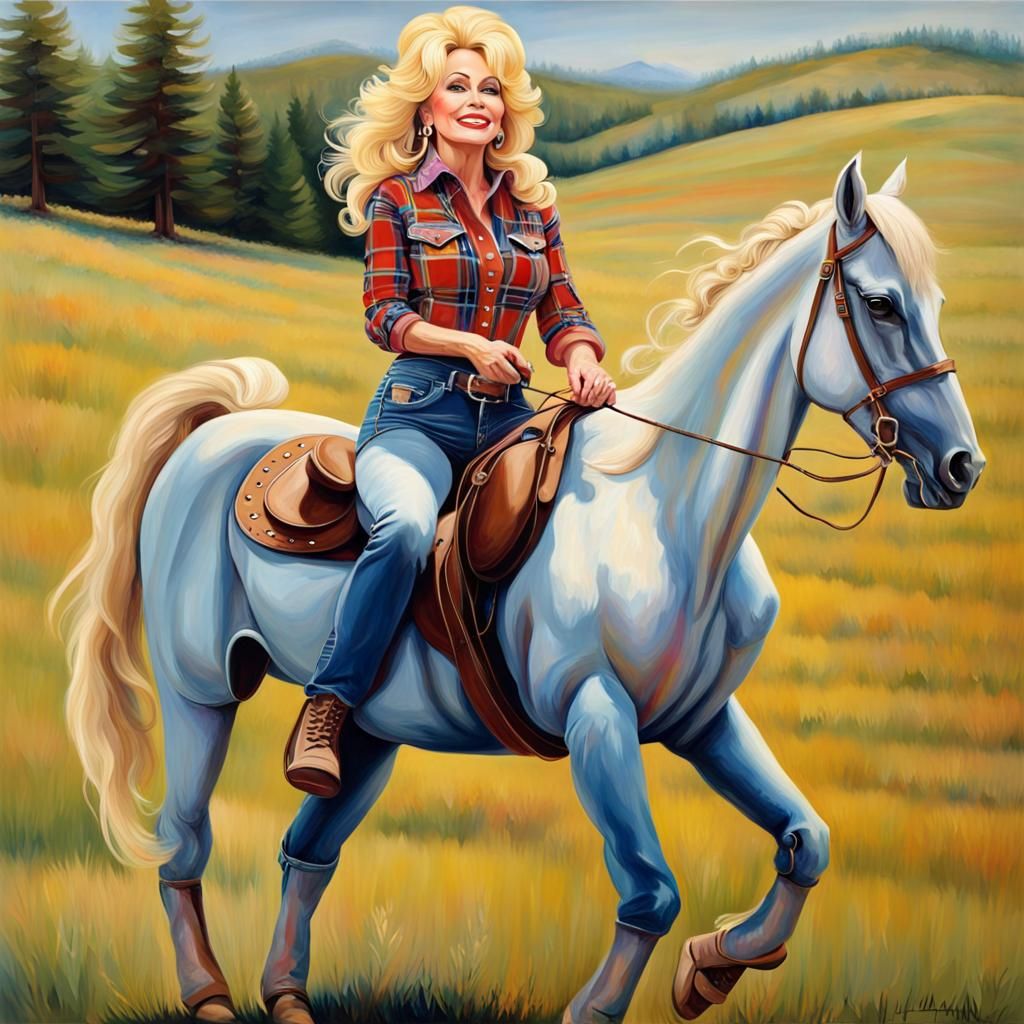 Equestrian Portrait in Oil Paint Style
