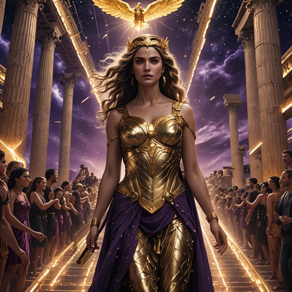 Aphrodite on Golden Catwalk: 8K Matte Painting