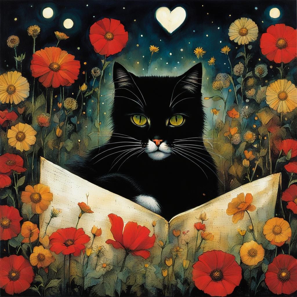 Cat with Flowers in McKean-esque Collage