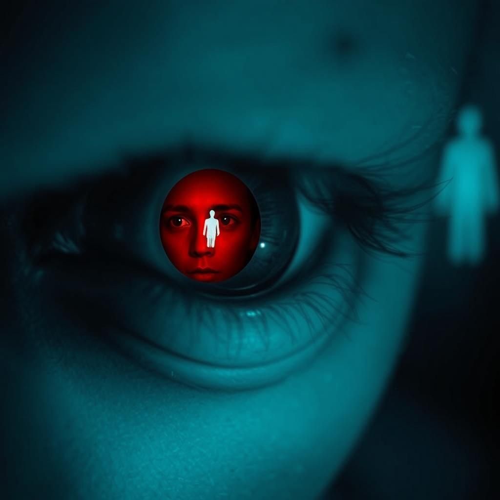 Eerie Ghost Eye Reflecting Horror Scene