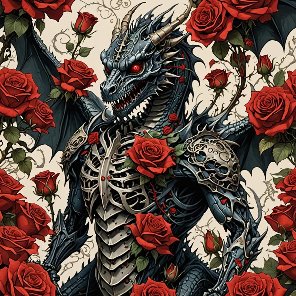 Dragon Skeleton and Roses: Gothic Romance