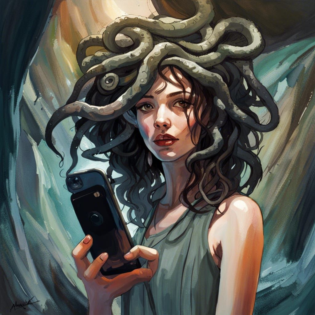 Cool Selfie with a Medusa Gorgon