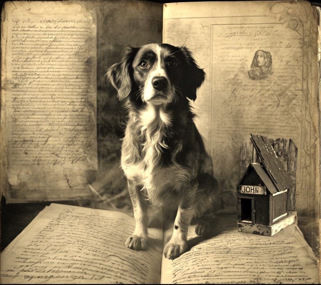 Dog Becoming Real: Gothic Double Exposure Portrait