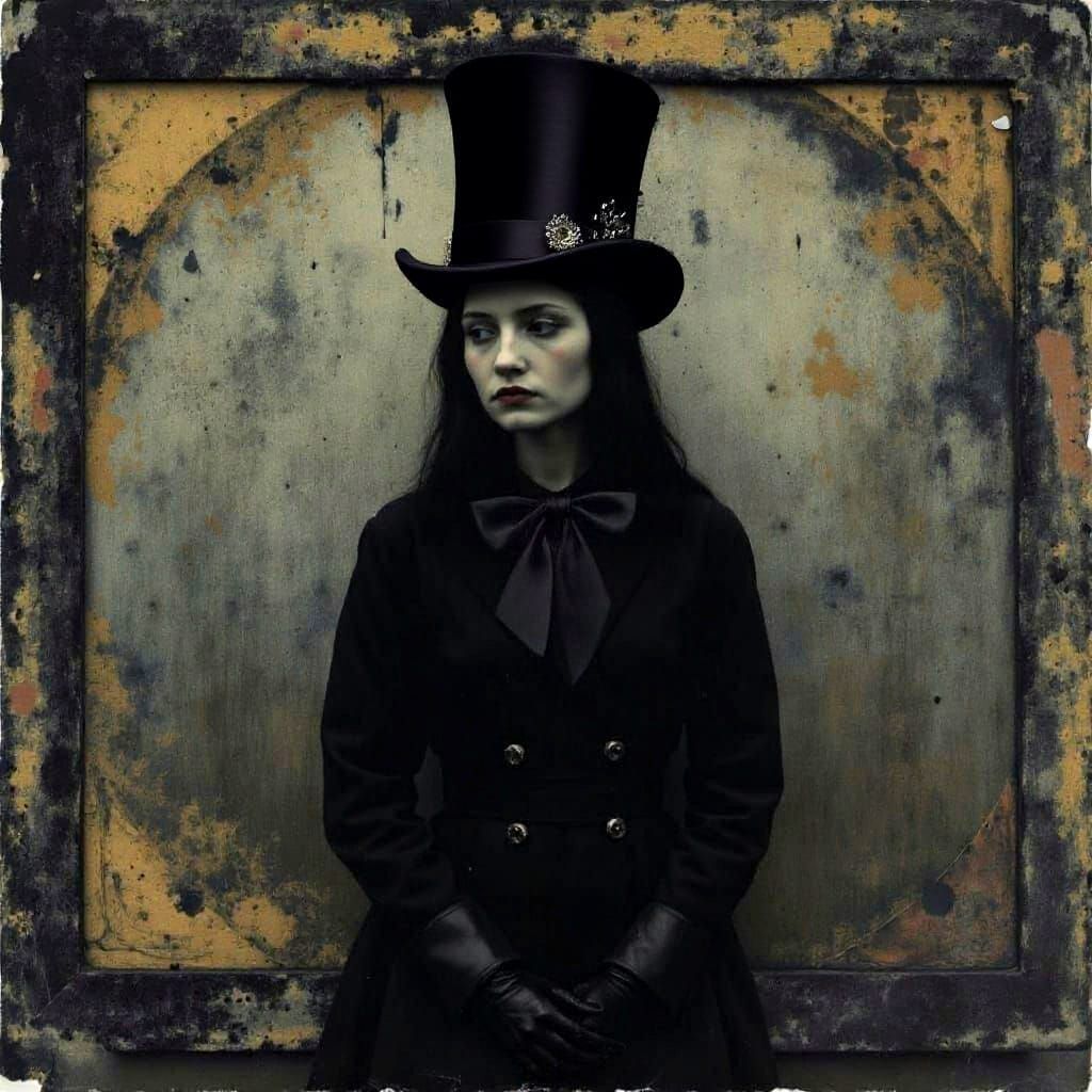 Gothic Portrait in Ornate Gilded Frame