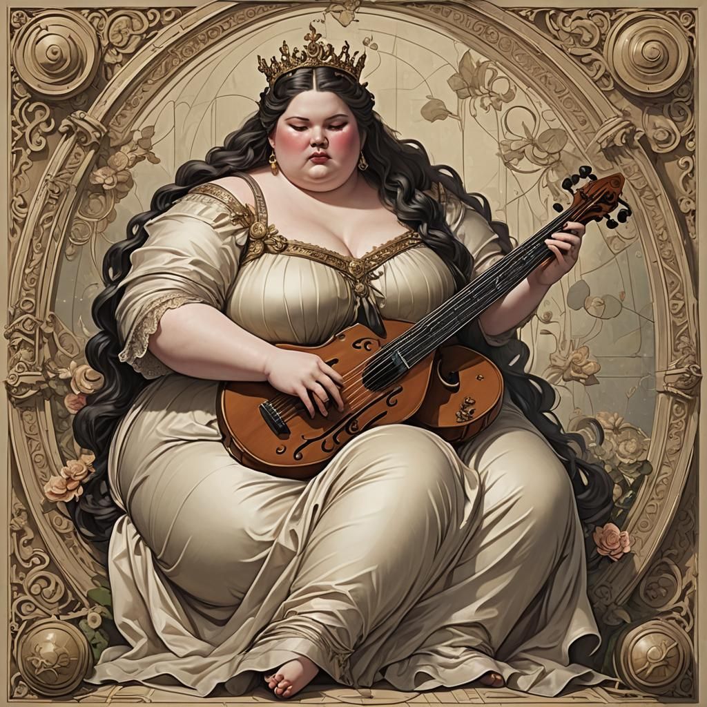 Surreal Princess Strums Nautilus Lyre in Weird Multiverse