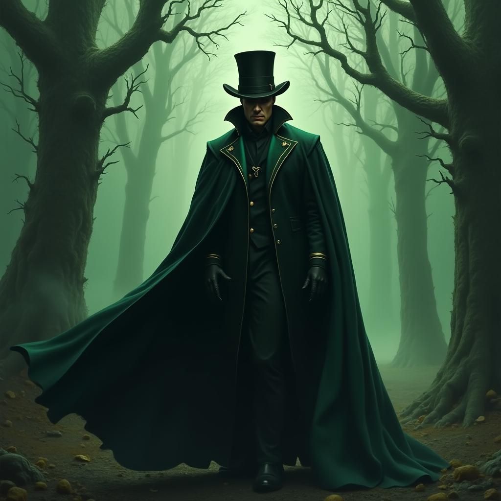 Dark Fantasy Man in Forest, Cinematic Style