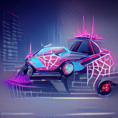 Synthwave Spider Car in Neon Retro Style