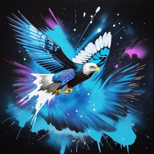 Butterfly and Eagle in Space: Graffiti Art