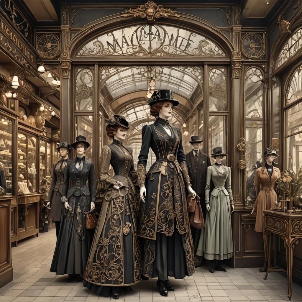 Art Nouveau Clothing Store with Steampunk Flair