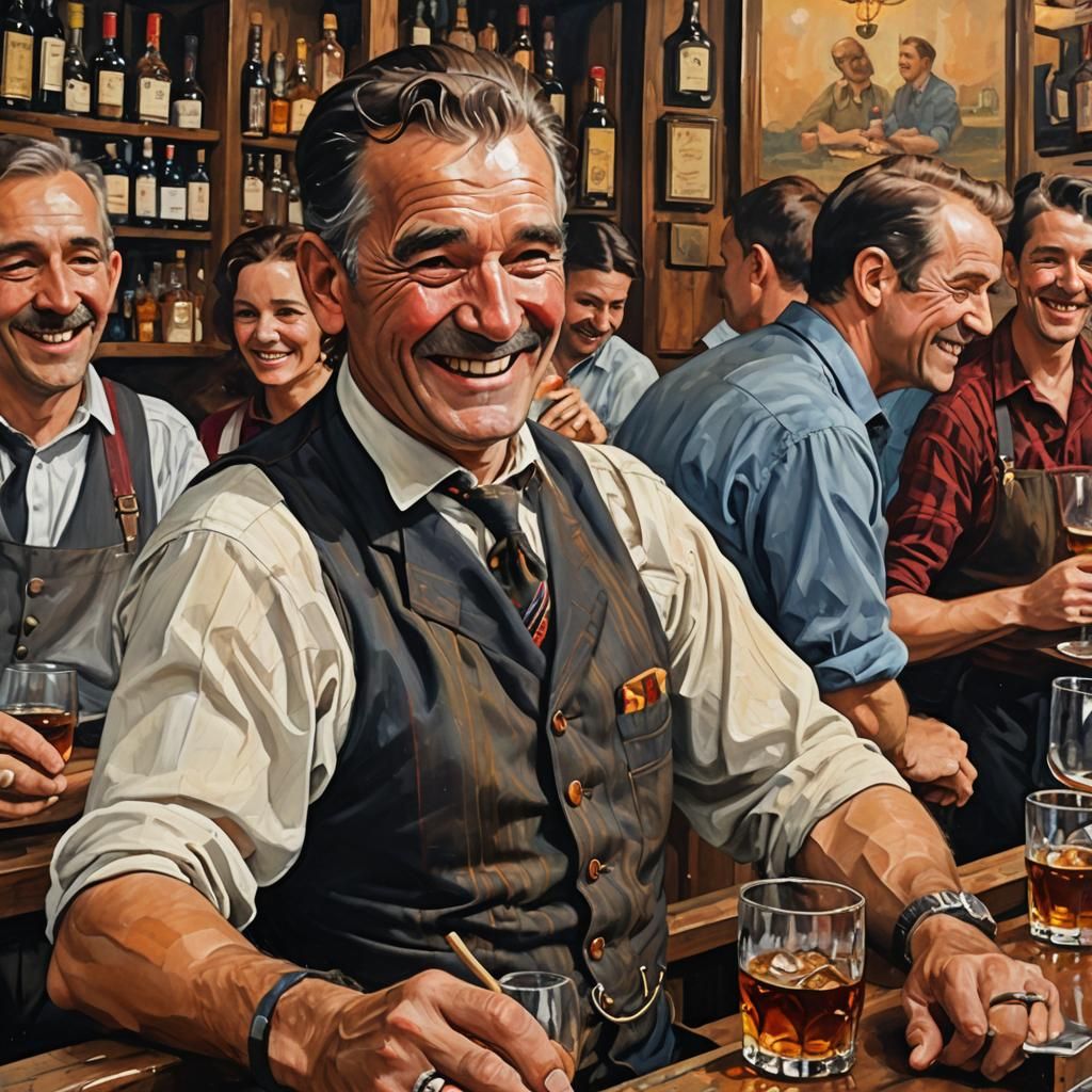 Smiling Scotsman Plays Bagpipes in Vintage Tavern