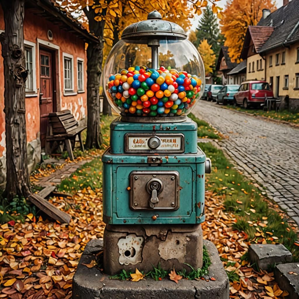Vintage Gumball Machine in Eastern German Village