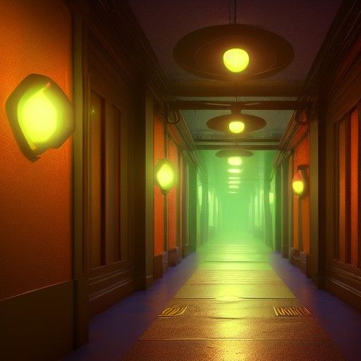 Neon Hallway: Detailed Fantasy Concept Art